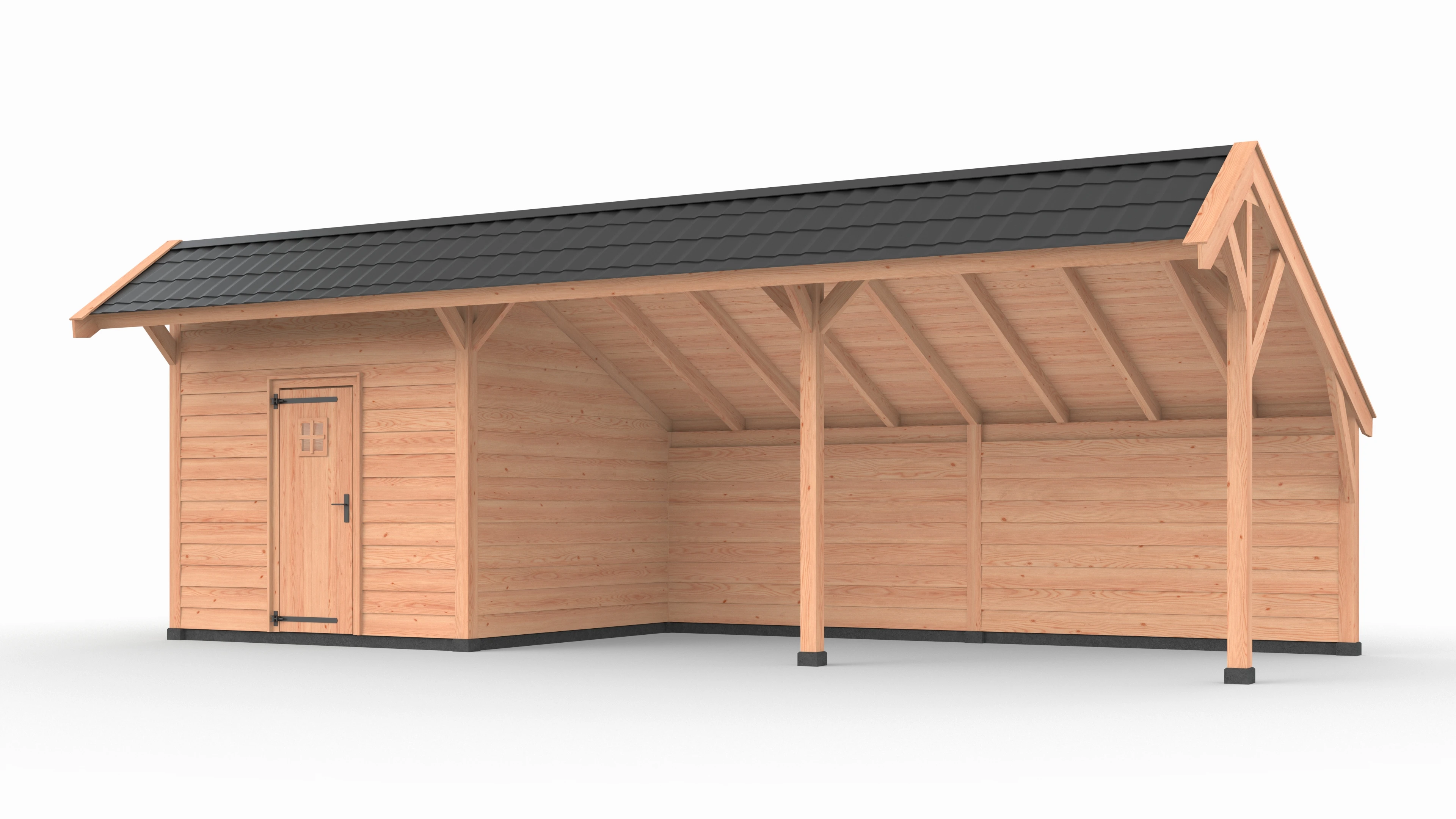 Douglas DIY kapschuur, 900 x 300, met schuur en achterwand, Westwood - Afbeelding 1